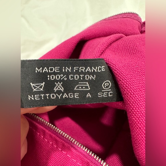 HERMES BORA BORA GM Pink Canvas Leather Cotton Pouch Flat Clutch Bag - Picture 8 of 10